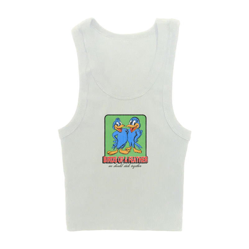 Birds White Ribbed Tank - Image 2
