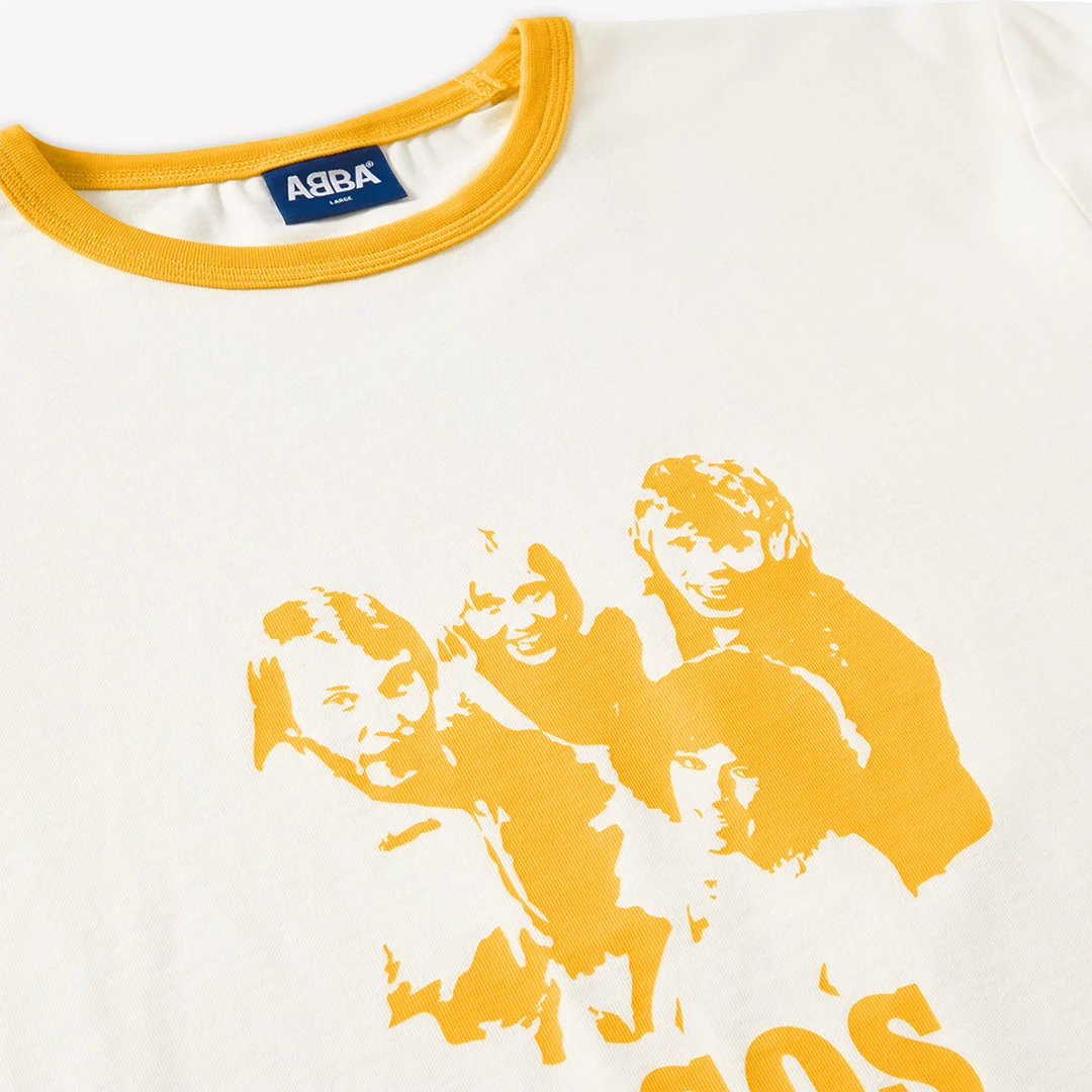 ‘SOS’ Ringer T-shirt (Off-White/Yellow) - Image 2