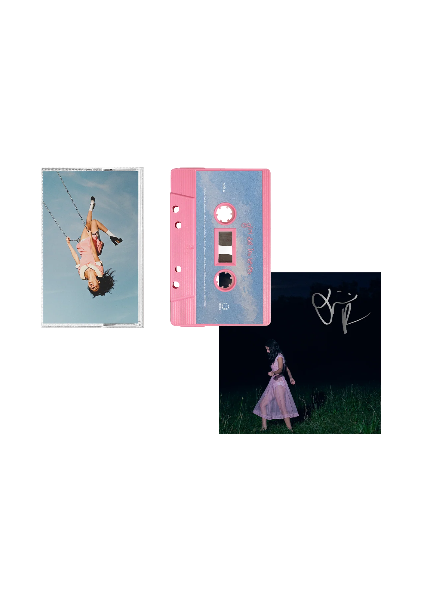 you seem pretty sad for a girl so in love - baby pink cassette + signed art card